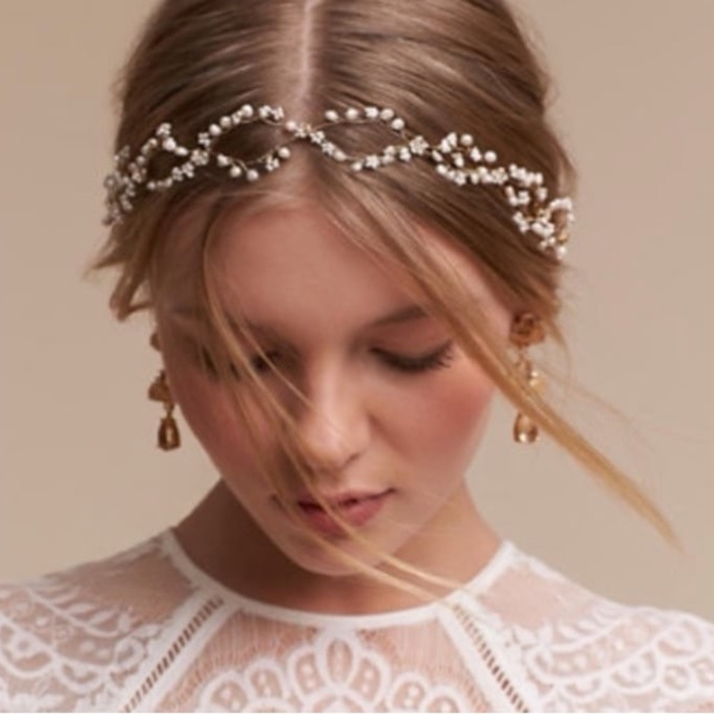 BHLDN pearldrop gold halo